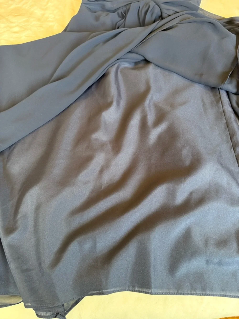 Bill Levkoff Rouched Navy Chiffon Bridesmaid Dress Strapless Maxi Formal Sz 8 - Picture 13 of 15